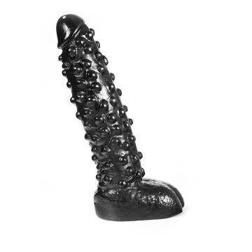 Dark Crystal Zwarte Dildo met Nopjes Hugo - 27 cm